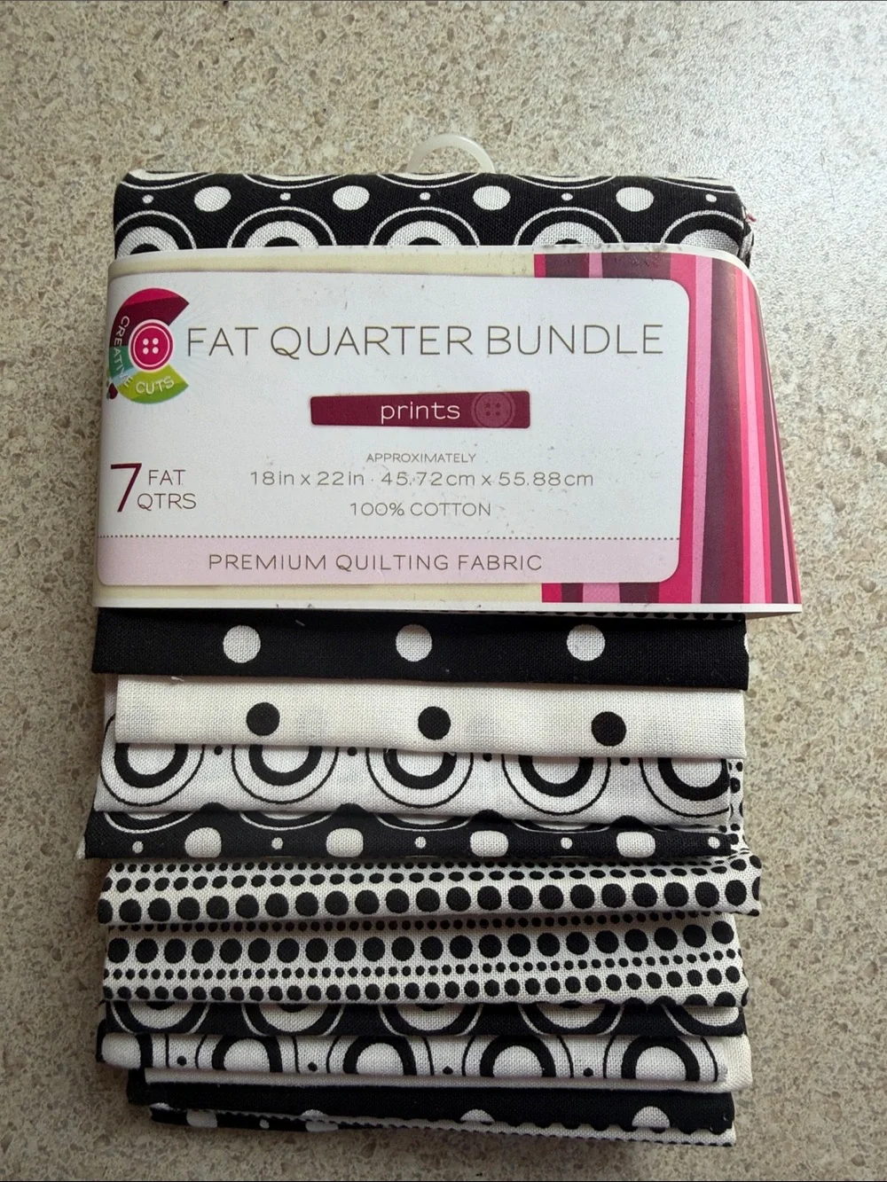 Fat Quarter Bundle Premium Quilting Fabric - Black & White Prints